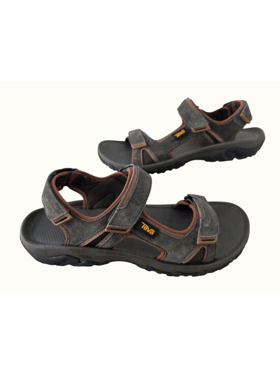 Teva Men’s Katavi 2 Slide Sandals Size 13 Gray Leather Hook Loop Outdoor 1019192 main image 9
